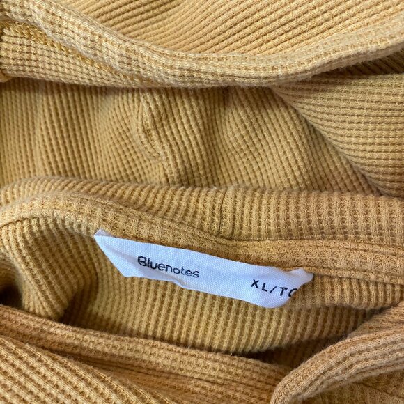 Mustard Cropped Hoodie, Waffle Fabric - Picture 6 of 7